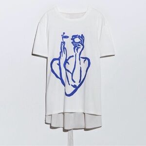 NWT Zara Cotton Front Graphic t-shirt